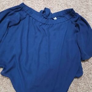 Women's Off-Shoulder Blouse - Navy Blue